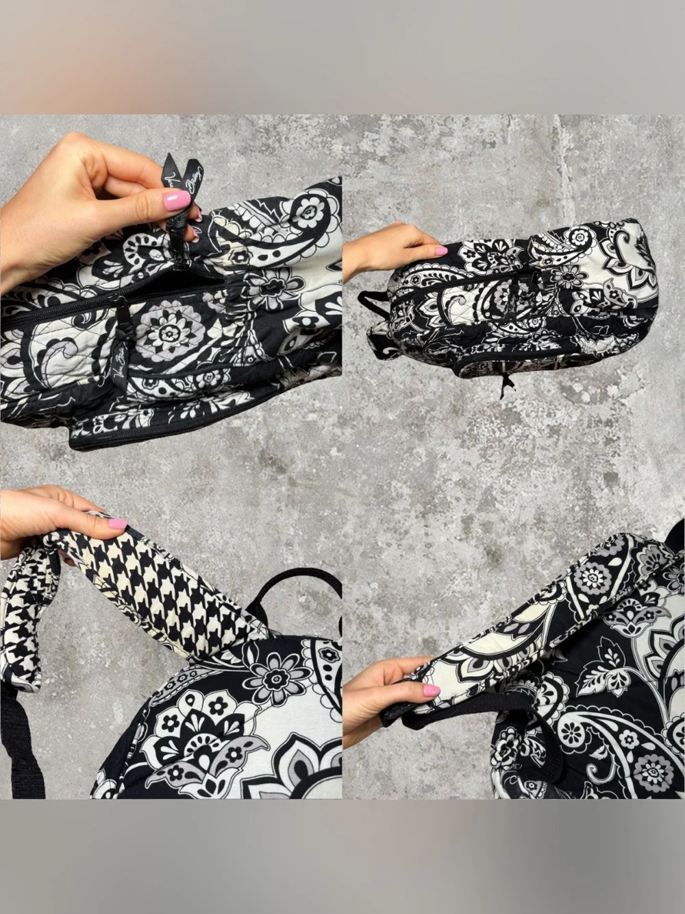 Vera Bradley Campus Backpack in Midnight Paisley Black & White Pattern